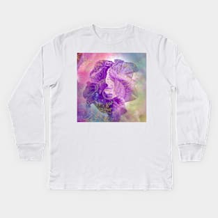 Gold Glitter Iris Flower Kids Long Sleeve T-Shirt